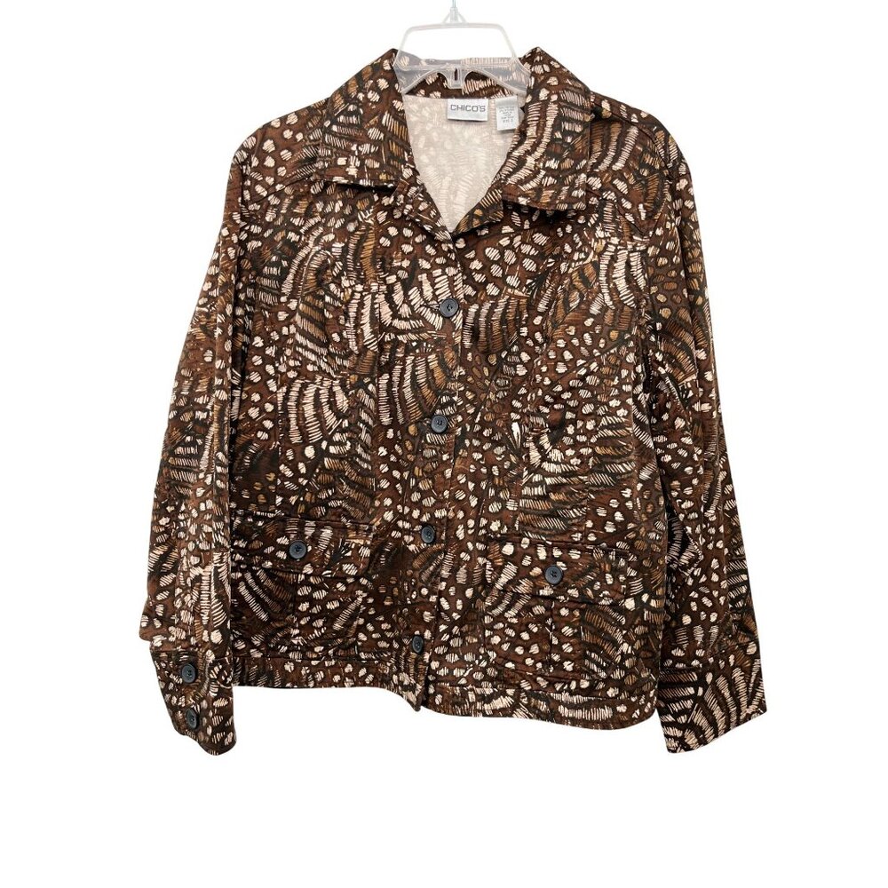 Chico’s Jacket Womens XL/16 (Chico’s 3) Brown Black Cotton Blend Used